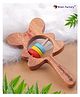 Brain Factory Neem Wood Teether Rattle - Bear Design Wooden Toy for Babies - Safe & Natural Teething Relief