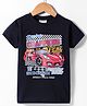 Lazy Bones Sinker Knit Half Sleeves T- Shirt with Racer Car Theme Print - Navy Blue