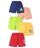 Doodle Poodle 100% Cotton Knit Knee Length Striped Shorts with Happy Day Print Pack of 5 - Multicolour