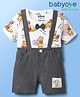 Babyoye Disney Single Jersey Knit Half Sleeves T-Shirt & Dungaree Style Shorts Set With Winnie The Pooh Graphics & Bow Applique - White