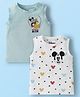 Babyoye Disney Single Jersey Knit Sleeveless Vests With Mickey Mouse Graphics Pack Of 2 - White & Grey