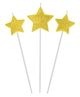 Funcart Star on Stick Candle Golden - Pack of 3