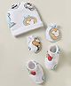 Babyoye Disney Interlock Knit Cap Mittens & Booties Set with Mickey Mouse Graphics White - Diameter 10 cm