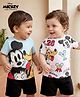 Babyoye Disney Single Jersey Knit Half Sleeves T-Shirts With Mickey Mouse Graphics Pack Of 2 - Light Blue & White