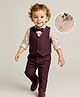 Babyoye 100% Cotton Solid Color 3 Pieces Suit with Bow - Maroon
