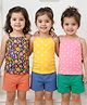 Babyhug 100% Cotton Single Jersey Knit Sleeveless Slips With Floral & Polka Dot Print Pack Of 3 - Pink Yellow & Navy Blue