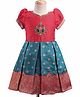 Enfance Silk Half Puffed Sleeves Floral Printed & Sequins Embellished Pattu Pavadai Dress -  Rama Green