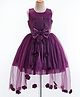 Enfance Sleeveless Bow & Floral Applique Shimmered Dress - Wine