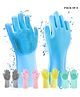 Baby Miniature Magic Silicone Dishwashing Cleaning Scrubbing Gloves for Carwash, Pet Bathing, Multi-Purpose Cleaning Gloves-Pack OF 2-Color May Vary