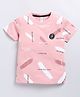 giniekids Cotton Half Sleeves Be Positive Text Printed Tee - Dusty Pink
