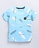 giniekids Cotton Half Sleeves Be Positive Text Printed Tee - Ice Blue