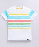 giniekids Cotton Half Sleeves Striped & Typography Printed Tee - Multi Colour