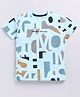 giniekids Cotton Half Sleeves Alphabets Printed Tee - Blue Gloss
