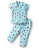 Doodle Poodle 100% Cotton Knit Half Sleeves Co-ord Nightsuit With Strawberry Print - Light Blue