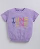 giniekids Cotton Blend Half Sleeves Tune Text Printed Top - Lavender