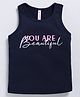 giniekids Cotton Blend Knit Sleeveless You Are Beautiful Text Printed Tank Top - Navy Peony