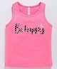 giniekids Cotton Blend Knit Sleeveless Be Happy Text Printed Tank Top - Water Cherry