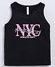 giniekids Cotton Blend Knit Sleeveless Nyc Text Printed Tank Top - Black