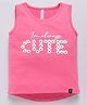 giniekids Cotton Blend Sleeveless Cute Text Printed Floral Embellished Vest - Pink