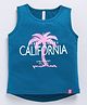 giniekids Cotton Blend Sleeveless California Text Printed Vest - Teal Green