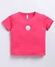 giniekids Cotton Half Sleeves Bow Patch Detailed Top - Rani Pink