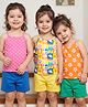 Babyhug 100% Cotton Single Jersey Knit Slips With Polka Dots & Floral Print Pack Of 3 - Pink Orange & Yellow
