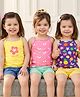Babyhug 100% Cotton Single Jersey Knit Sleeveless Slips With Floral & Butterfly Print Pack Of 3 - Pink Blue & Yellow