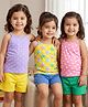 Babyhug 100% Cotton Single Jersey Knit Sleeveless Slips With  Polka Dots & Star Print Pack Of 3 - Pink Purple & Yellow