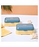 VONCASA Plastic Blue & Yellow Soap Dish - Set Of 2