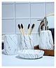 VONCASA White Ceramic Bathroom Set Of 4 - Stone Finish, Bath Accessories | 260 ml