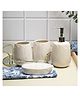 VONCASA Off White Ceramic Bathroom Set Of 4 - Leafy Pattern, Bath Accessories | 260 ml