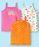 Babyhug 100% Cotton Single Jersey Knit Sleeveless Slips With Polka Dots & Tropical Theme Print Pack Of 3 - Orange Pink & White