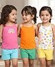 Babyhug 100% Cotton Single Jersey Knit Sleeveless Slips With Polka Dots & Tropical Theme Print Pack Of 3 - Orange Pink & White