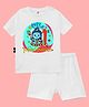 The Peppy Tend 100% Cotton  MahaShivratri Theme Half Sleeves My 1st Mahashivratri Text Printed Tee & Shorts Set - White