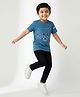 giniekids Viscose Rayon Half Sleeves California Text Printed Tee - Blue