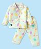 Enfance Core Cotton Woven Full Sleeves Ice Cream Printed Coordinating Night Suit Set - Pista