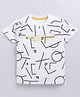 giniekids Cotton Blend Half Sleeves Abstract Printed Tee - Off White