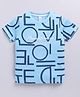 giniekids Cotton Blend Half Sleeves Alphabets Printed Tee - Ice Blue