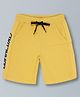 Plum Tree Pure Cotton Self Design Super Cool Text Printed Shorts - Yellow