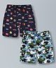 Plum Tree Pure Cotton Pack Of 2 Camouflage & Badges Printed Shorts - Navy Blue & Camoflague