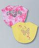 Plum Tree Soft Rayon Pack Of 2 Sleeveless Chicago Text Glitter & Butterfly Printed Ponchos - Yellow & Pink