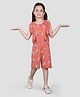 Plum Tree Pure Cotton Sleeveless Palm Trees Printed Jumpsuit - Orange