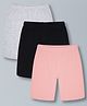 Plum Tree Soft Cotton Lycra Pack Of 3 Solid Cycling Shorts - Black & Bleach Melange