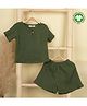 Mom's Home Organic Cotton Half Sleeves Solid Tee & Coordinating Shorts Set - Green
