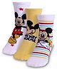Cute Walk By Babyhug Knit Antibacterial Socks With Mickey Mouse Graphics Pack Of 3 - White & Yellow
