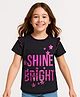 Pine Kids Cotton Knit Half Sleeves Top with Text Foil Print - Black