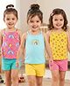 Babyhug 100% Cotton Single Jersey Knit Slips With Star & Rainbow Print Pack Of 3 - Light Blue Pink & Yellow