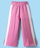 Honeyhap 100% Cotton Knit Full Length Side Tape Detailing Track Pant With Bio Finish - Cyclamen & Bright White