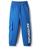 Honeyhap Premium 100% Cotton Looper Knit Full Length Text Printed Lounge Pant With Bio Finish - Indigo Bunting