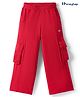 HoneyHap Premium 100% Cotton Looper Knit Full Length Track Pant with Bio Finish & Cargo Pockets  - Red